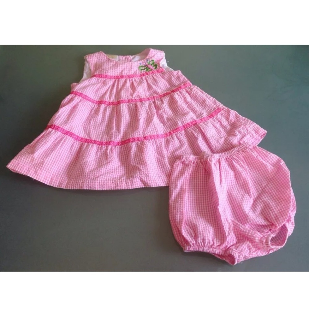 Itty Bitty Girls Checkered Butterfly 24 Mo Outfit